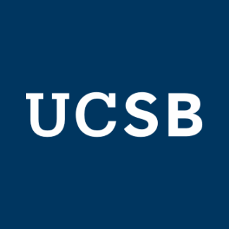 White UCSB Logo on navy blue background 